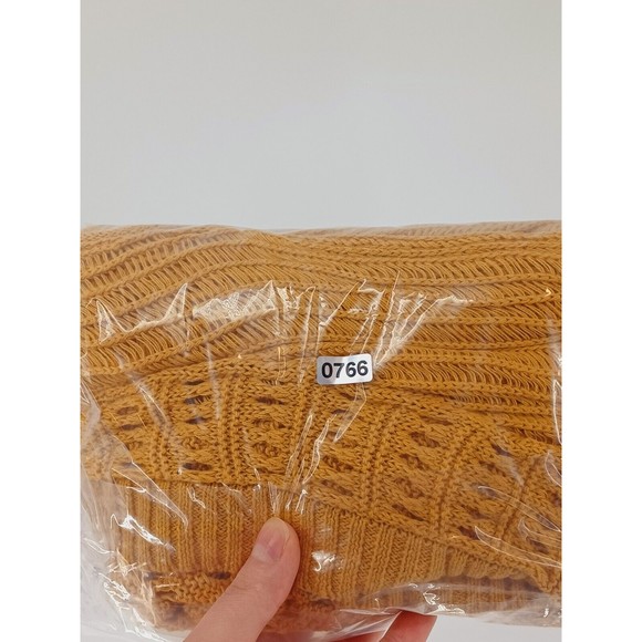 MUDD Cardigan Womens Large Mustard Sleeveless Button-Down Cable Knit 100% Cotton - Picture 7 of 7